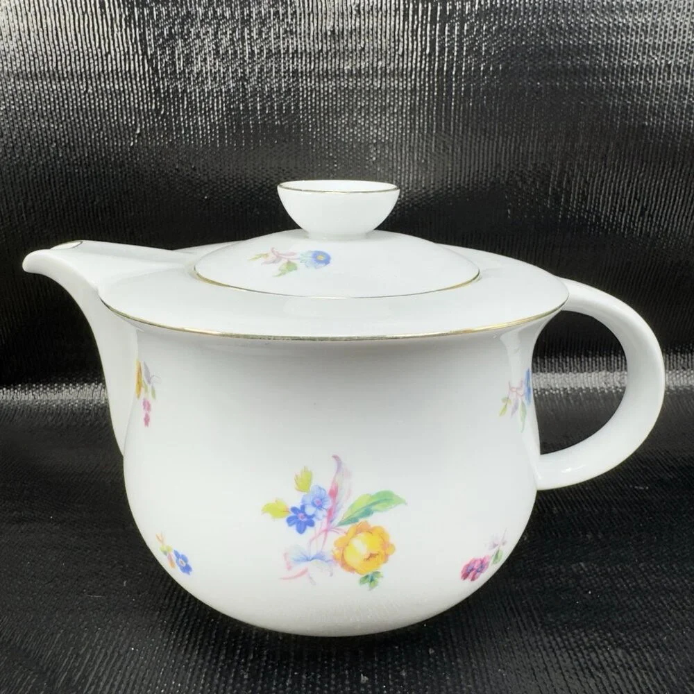 DRASCHE BUDAPEST Fine Porcelain Teapot Carafe Tea Pot Multicolored‎ Floral VTG